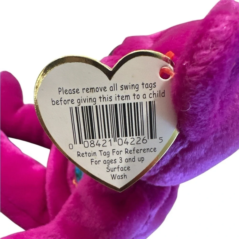 Ty Beanie Baby Millennium Bear January 1st 1999 Magenta Gold Ribbon Rare